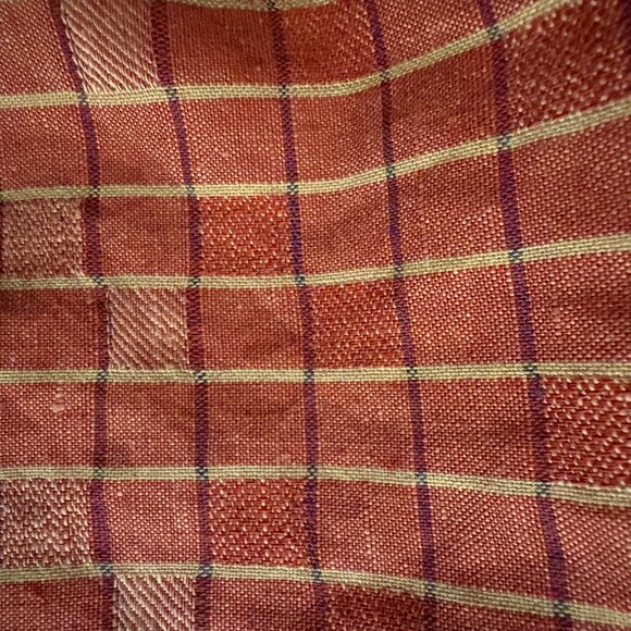 NWOT Poetry Checked Blouse in linen & cotton in  Coral Red - Picture 8 of 10